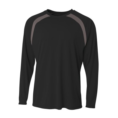 A4 N3003 Men's Spartan Long Sleeve Color Block Crew