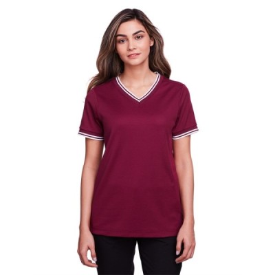 Devon & Jones DG20CW Women's CrownLux Performance&nbsp;Plaited Tipped V-Neck Shirt