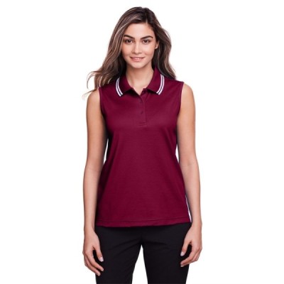 Devon & Jones DG20SW Women's CrownLux Performance&nbsp;Plaited Tipped Sleeveless Polo