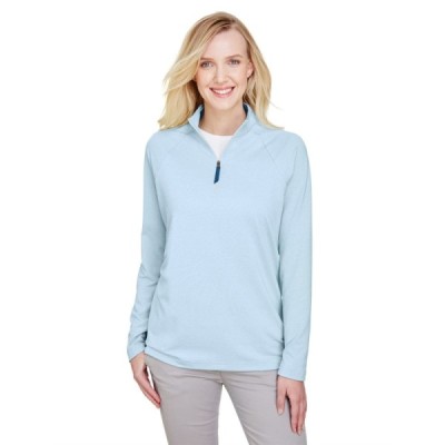 Devon & Jones DG480W Women's CrownLux Performance&nbsp;Clubhouse Micro-Stripe Quarter-Zip Pullover