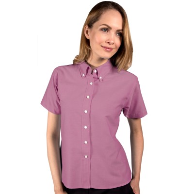 Blue Generation BG6214S Women's Short-Sleeve Oxford Shirt