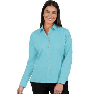 Blue Generation BG6216 Women's L/S Superblend Poplin Shirt with Bone Buttons