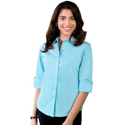 Blue Generation BG6218 Women's 3/4 Sleeve Stretch Poplin Shirt