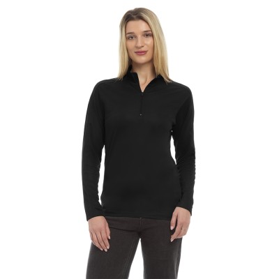Blue Generation BG6230 Women's Wicking L/S Solid Zip Pullover