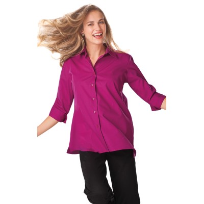 Blue Generation BG6261 Women's 3/4 Sleeve Poplin Swing Shirt