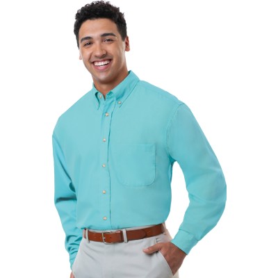Blue Generation BG7216 Men's L/S Superblend Poplin Shirt with Bone Buttons