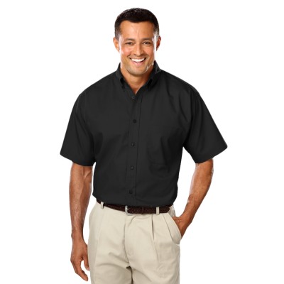 Blue Generation BG7266S Men's Short-Sleeve Superblend Poplin Shirt with Matching Buttons