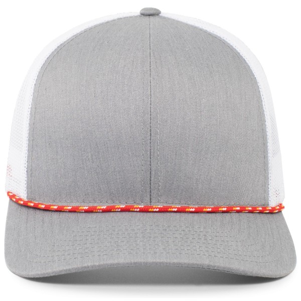 104BR Pacific Headwear RED/HEATHER GREY/WHITE