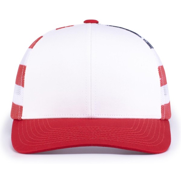 104P Pacific Headwear WHITE/USA/RED