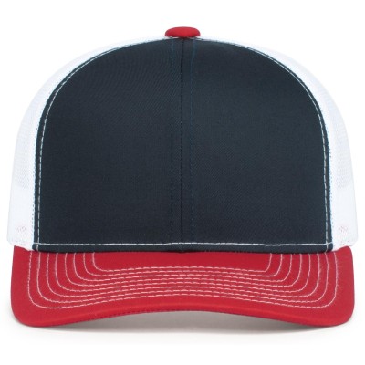 Pacific Headwear 104S NAVY/WHITE/RED