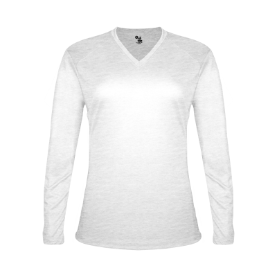 Badger Sport 496400 TRI-BLEND LADIES' V-NECK L/S T