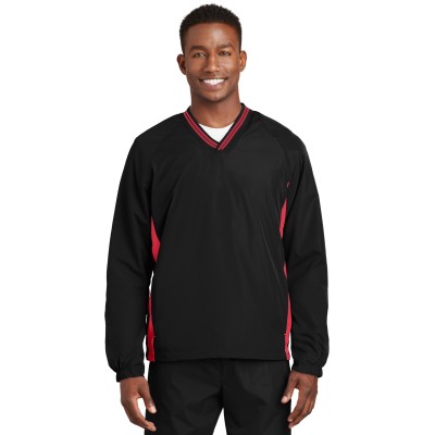 Sport-Tek JST62 Tipped V-Neck Raglan Wind Shirt