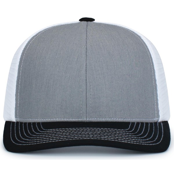 P151S Pacific Headwear HEATHER GREY/WHITE/BLACK