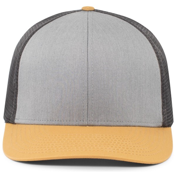 P401 Pacific Headwear HEATHER GREY/LT CHARCOAL/AMBER