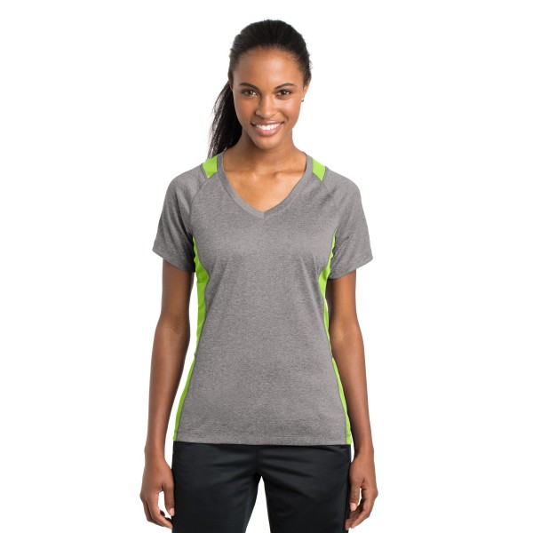 LST361 Sport-Tek Vintage Heather/ Lime Shock
