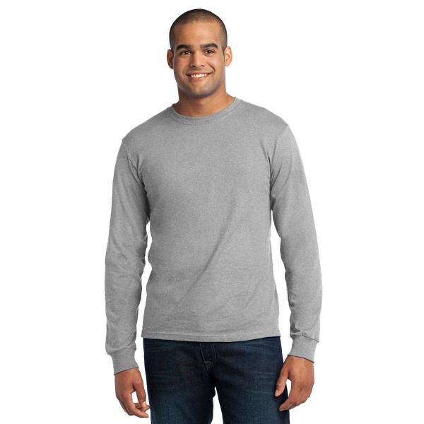 USA100LS Port & Co Athletic Heather