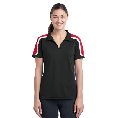 Sport-Tek LST658 Ladies Tricolor Shoulder Micropique Sport-Wick Polo