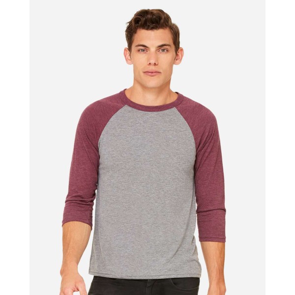3200 Bella + Canvas Grey/ Maroon Triblend