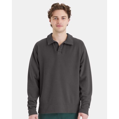 ComfortWash by Hanes GDH490 Unisex Garment-Dyed Polo Collar Sweatshirt