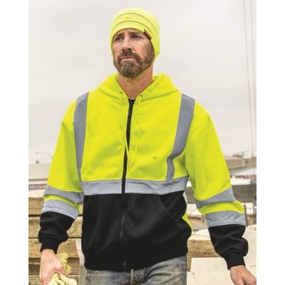 Kishigo JS102-103 Hi-Vis Full-Zip Hooded Sweatshirt