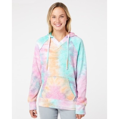 MV Sport W1162 Women's Courtney Burnout V-Notch Hooded Sweatshirt
