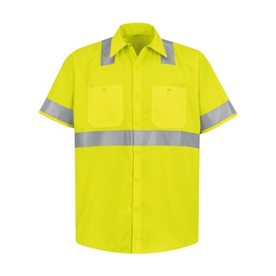 Red Kap SS24HVT Men's Tall High Visibility Safety Short Sleeve Work Shirt