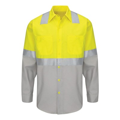 Red Kap SY14 Men's Enhanced & Hi-Visibility Long Sleeve Work Shirt