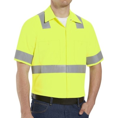 Red Kap SS24HVT High Visibility Safety Short Sleeve Work Shirt - Tall Sizes