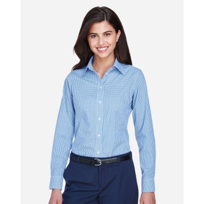 Devon & Jones D640W Women's Crown Collection Gingham Check Woven Dress Shirt