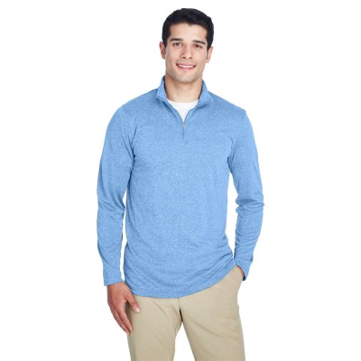 UltraClub 8618 Men's Cool & Dry Heathered Performance Quarter-Zip Pullover